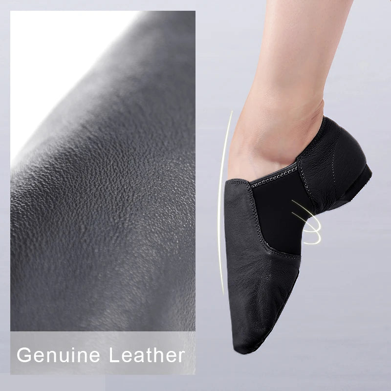 Genuine Leather Jazz Dance Shoes for Girls Women Tan Black Antiskid Sole Jazz Shoes Adults Dance Sneakers High Quality Jazz shoe