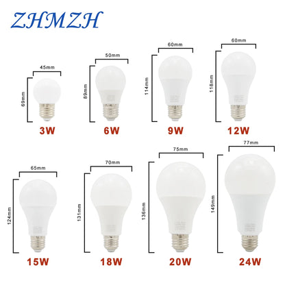 220V LED Light Bulb 3W 6W 9W 12W 15W 18W 20W Lamp Bulb E27 Ultra Brightness Energy Saving Table Lamp Bulbs Chandelier LED Bulb