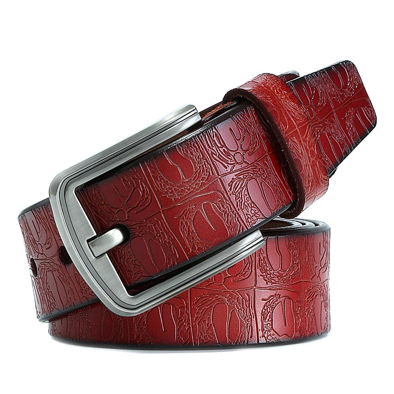 New product brand luxury design pin buckle genuine leather cowhide belt jeans belts for men business cowboy belts Hot Sale