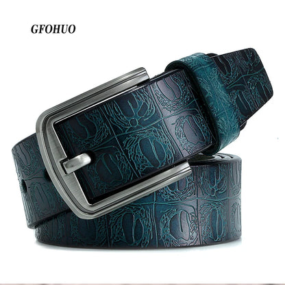 New product brand luxury design pin buckle genuine leather cowhide belt jeans belts for men business cowboy belts Hot Sale