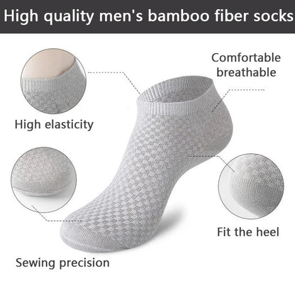 5Pairs/Lot Men's Bamboo Fiber Socks Business Short Breathable Ankle Socks Male Sock High Quality Large Size EU39-48