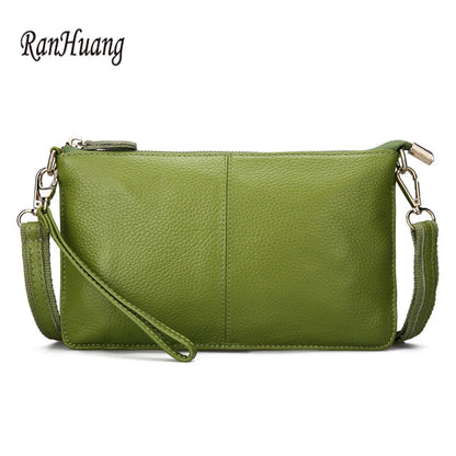 RanHuang Women Genuine Leather Day Clutches Candy Color Shoulder Bags Women's Fashion Crossbody Bags Small Clutch Bags