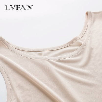 Natural silk women's vest summer sleeveless silk knitted comfortable fabric new tank top short Comfortable LVFAN Y009