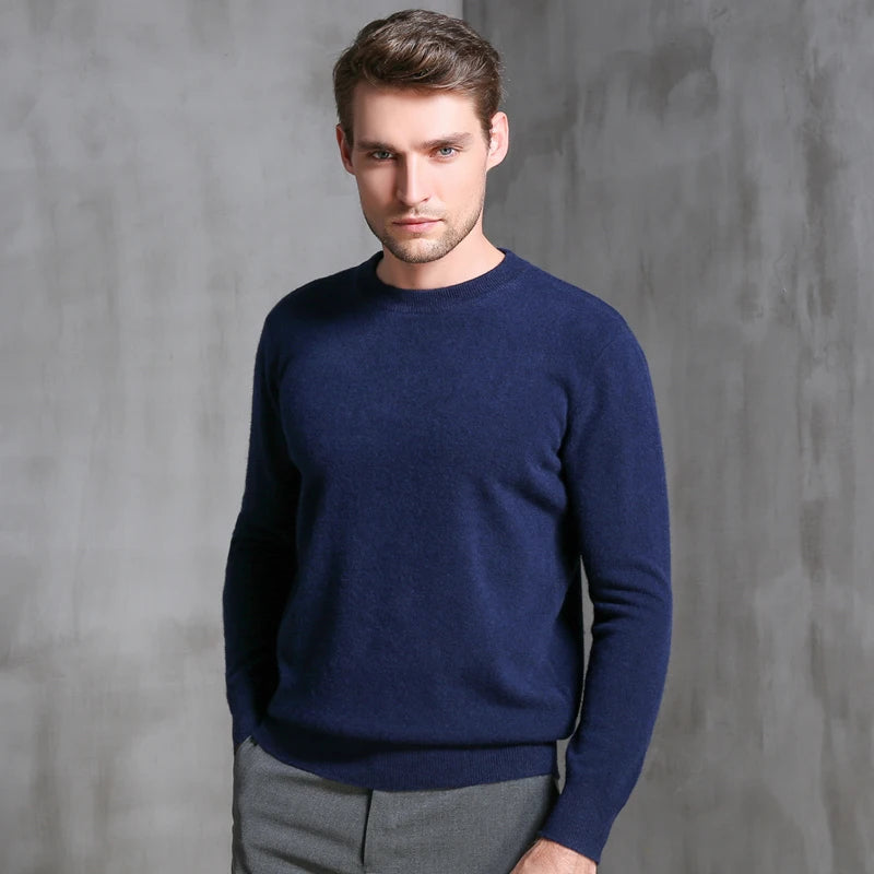 Men's 100% Pure Cashmere Knitted Jumpers, Winter Sweater, High Quality Pullovers, Tops, Thick Clothes, 8Colors, Oneck, Hot Sale