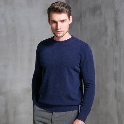 Men's 100% Pure Cashmere Knitted Jumpers, Winter Sweater, High Quality Pullovers, Tops, Thick Clothes, 8Colors, Oneck, Hot Sale