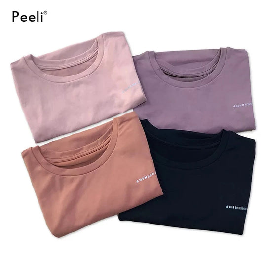 Peeli Women Yoga Top Seamless Sport T Shirts Fitness Clothes Short Sleeve Yoga Shirt Gym Top Running Active Wear Sport Top Femme