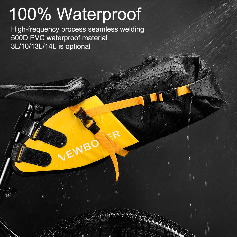 NEWBOLER Bike Bag Waterproof 13L Large Capacity Bicycle Saddle Bag Cycling Foldable Tail Rear Bag MTB Road Trunk Bikepacking