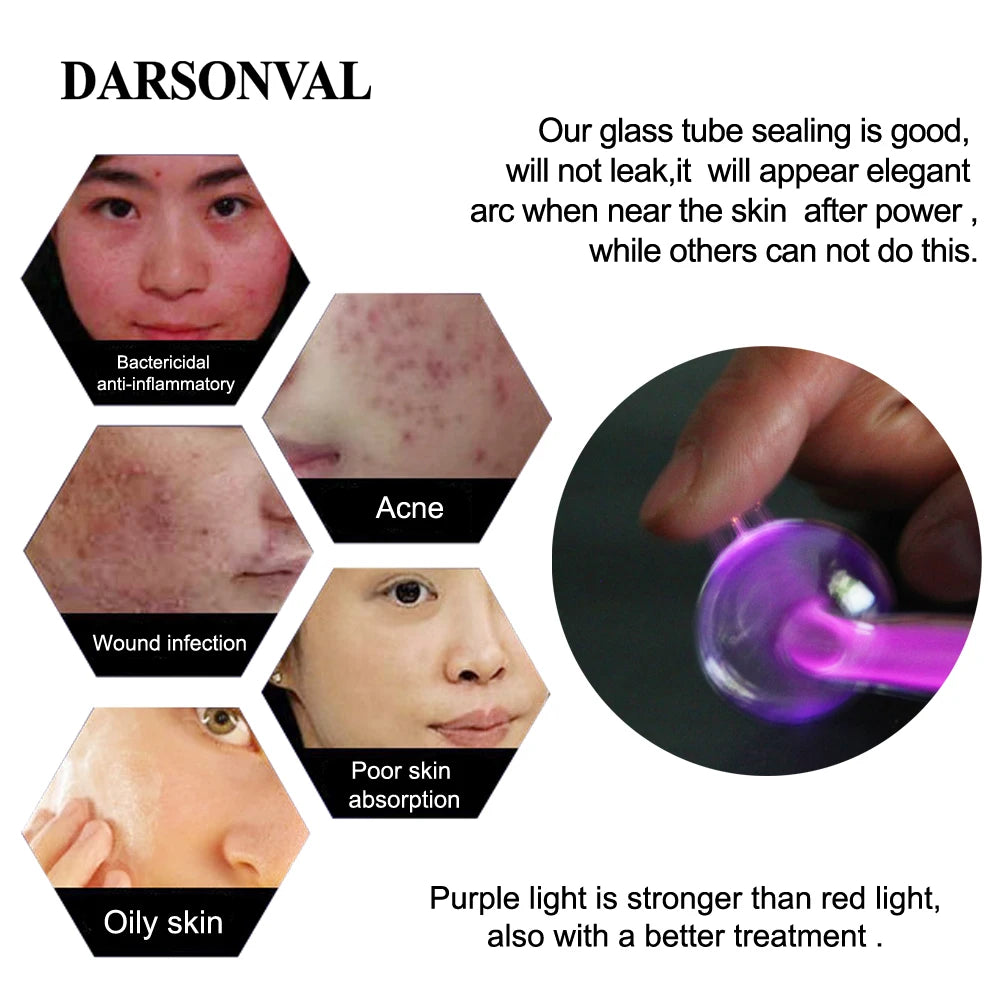 DARSONVAL Apparatus High Frequency Facial Machine For Hair Face Electrotherapy Wand Argon Treatment Acne D'arsonval Skin Care