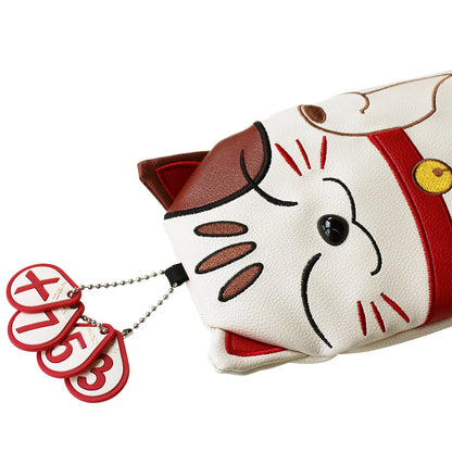 Golf Headcover Lucky Cat Golf Head Cover for Driver Fairway Hybrid Putter PU Leather Protector Magnetic Closure