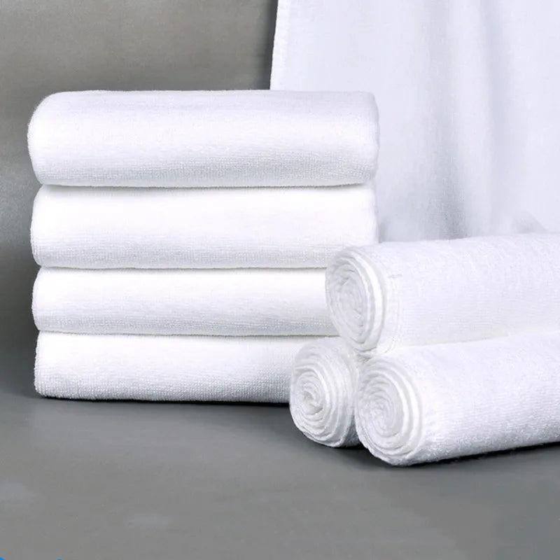 100% cotton thickened white towel jacquard soft bamboo fiber towel strengthen absorbent white towel for home hotel beauty salon