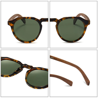 GCV Brand Advanced Walnut Wood Hawksbill Leopard Grain Frames Ultralight Sunglasses Men Women Female Polarized Delicate Fashion