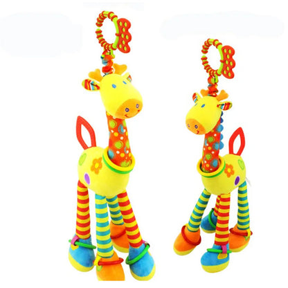 New Soft Cute Giraffe Animal Handbells Rattles Mobile Plush Infant Baby Handle Toys Hot Selling WIth Teether Newborn Baby Gifts