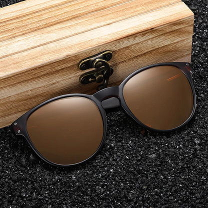 GM Polarized Sunglasses Men Women S5091 Brand Wooden Sunglasses Women Round frame Classic Sunglasses Oculos De Sol UV400