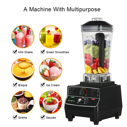 BioloMix BPA Free 2L Jar 2200W Professional Smart Timer Pre-programed Blender Mixer Juicer Food Processor Ice Smoothies Crusher