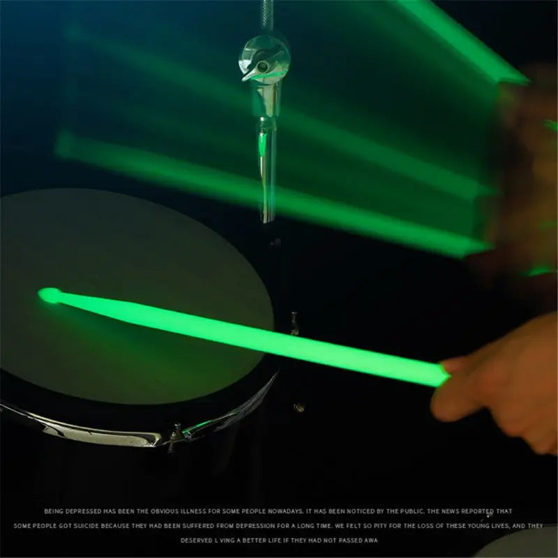 1 Pair 5A Luminous Drum Stick Nylon Fluorescent Drumsticks Glow in The Dark Bright Light Musical Instruments