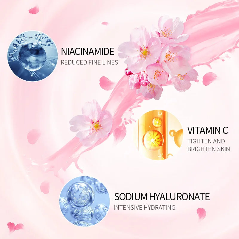 LAIKOU Sakura Serum And Collagen Face Cream Cherry Blossom Essence Moisturizing Brightening Shrink Pores Face Care Set