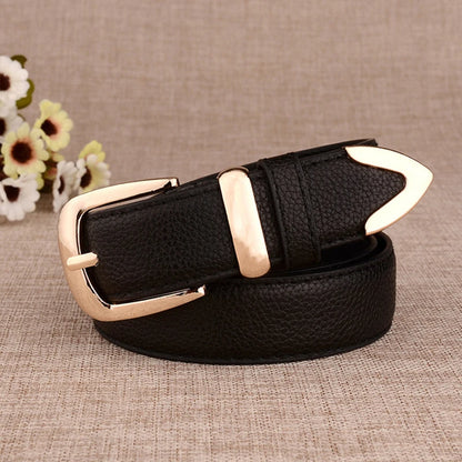 Fashion Women Genuine Leather Belts High Quality Gold Buckle Best Matching Dress Jeans Belts for Lady LB2146