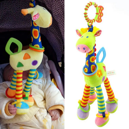 New Soft Cute Giraffe Animal Handbells Rattles Mobile Plush Infant Baby Handle Toys Hot Selling WIth Teether Newborn Baby Gifts