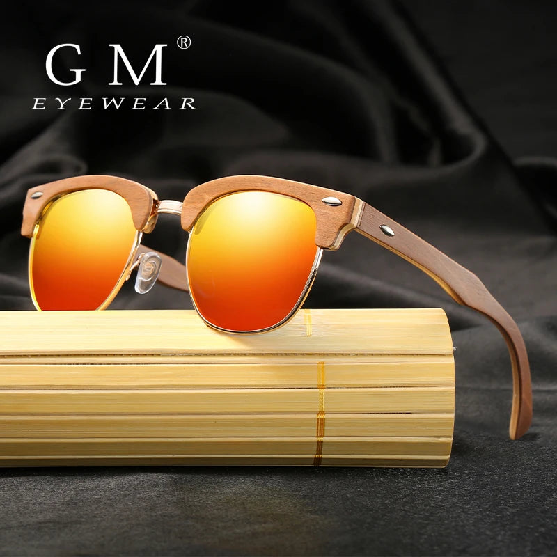 GM Brand Skateboard Wooden Frame Sunglasses Polarized / Bamboo Sunglasses and Support DropShipping / Provide Pictures 037