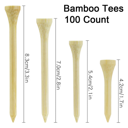 100 Count Golf Tees Bamboo Tee Golf Balls Holder 4 Sizes Available Stronger than Wood Tees Drop Ship 42mm 54mm 70mm 83mm