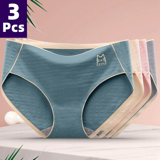 3 Pcs/lot Women's Sexy Underpants Soft Cotton Panties Girls Solid Color Briefs Striped Panty Sexy Lingerie Female Underwear