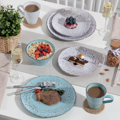 Vancasso VINE 16/32/48 Stoneware Dinnerware Set with Dinner Plate,Dessert Plate,Bowl,Mug Tableware Set Service for 12 Person