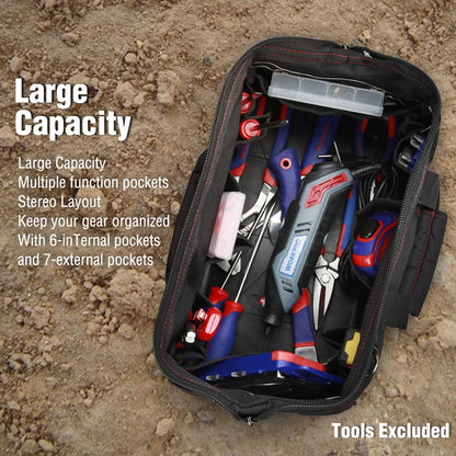 WORKPRO Tool Bag, Portable Waterproof Electrician Bag Multifunction Canvas Tool Organizer for Repair Installation HVAC