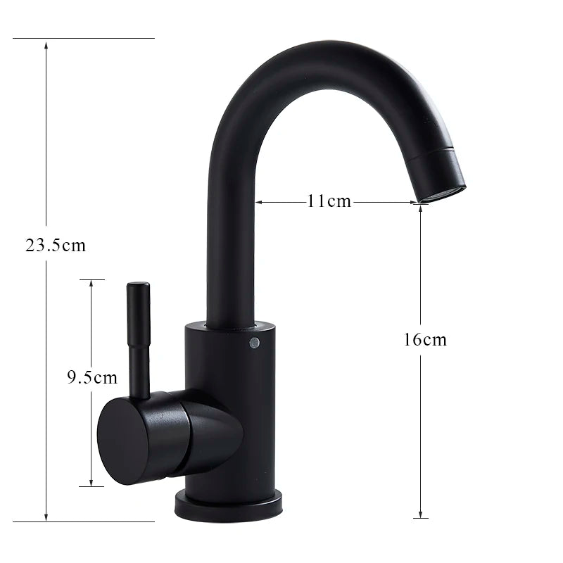 Shinesia Bathroom Basin Faucet Matte Black Series for Sink Vessel Stainless Steel Hot and Cold Water Mixer Tap Crane