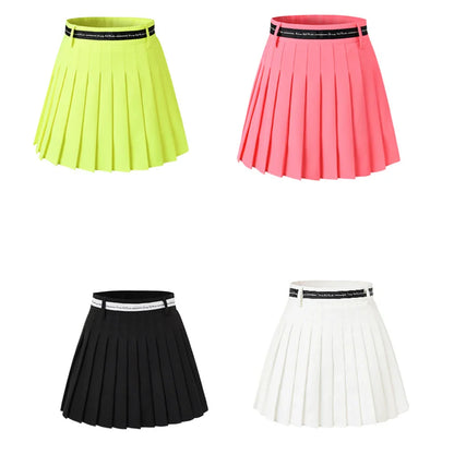 Women High Waist Double Layer Pleated Golf Skirt With Short Tights