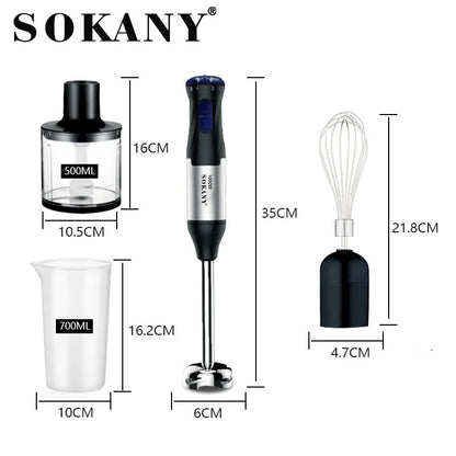 Sokany Powerful 4 in 1 Stick Hand Blender Set Stainless Steel Immersion Chopper Beaker Electric Whisk For Kitchen Baby Food