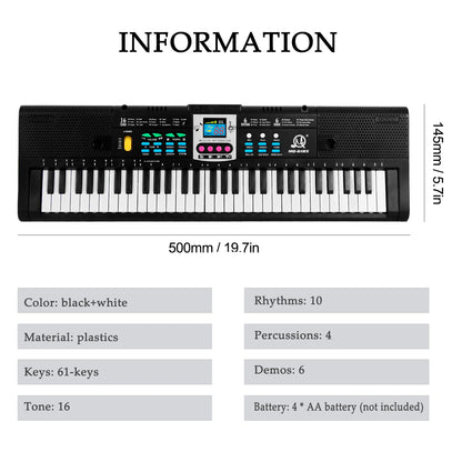 61key Multifunctional Electronic Keyboard Children Digital Electric Piano Microphone Beginner Electronic Keyboard Instrument