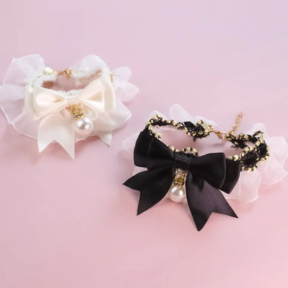 Dog collar cute lace bow pet dog cat collar adjustable cat necklace jewelry Sweet neck decorative pet accessories Pet supplies