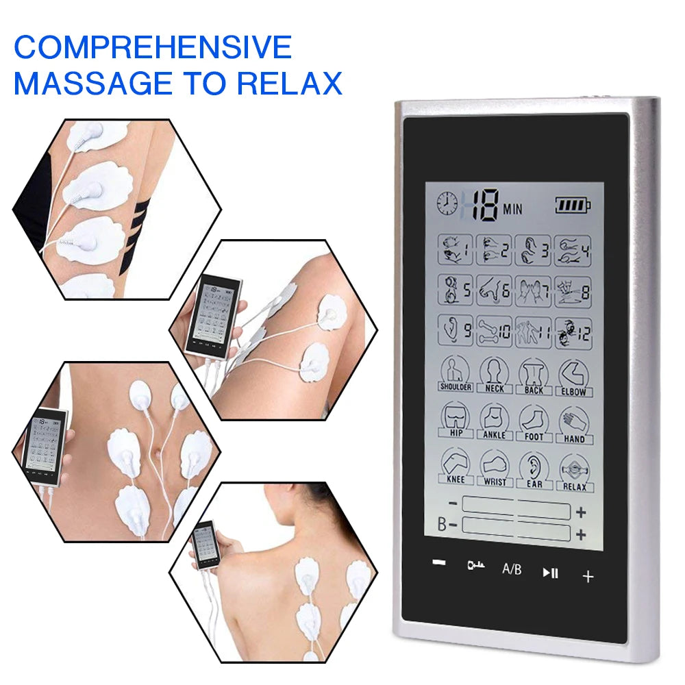 EMS Electric Muscle Stimulator Therapy 24 Modes 4 Output Channel Tens Unit Machine Physiotherapy Pulse Body Massager Dropship