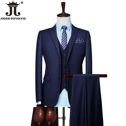 S-6XL Blazer Vest Pants High-end Brand Solid Color Formal Business Office Suit Three-piece Set Groom Wedding Show Dress Party