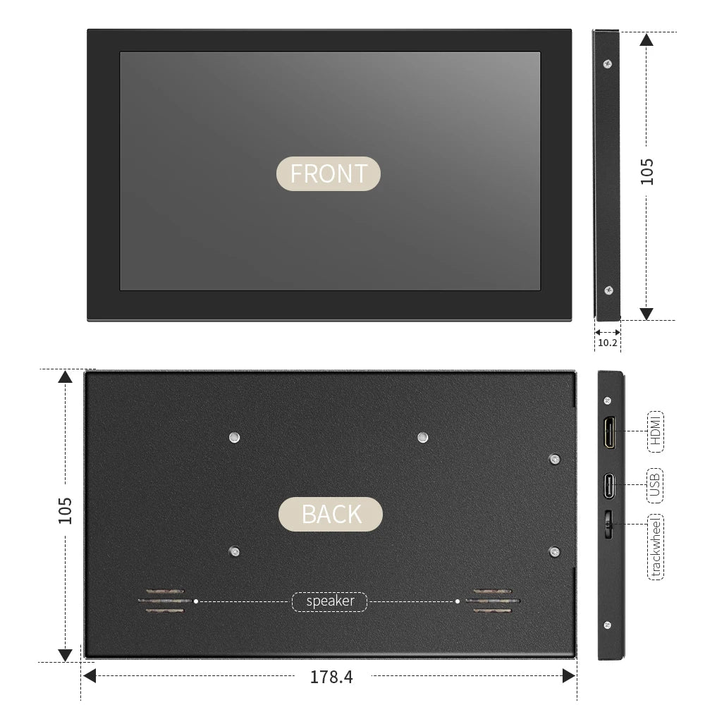 Portable Mini 7 Inch 5 Point Capacitive LCD Touch Screen Panel IPS 1024x600 Full HD HDMI Gaming Monitor PC Display Raspberry Pi