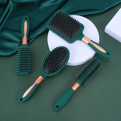 4 Pcs Hair Brush Set Anti Static Massage Oval Comb With Silicone Cushion Base Detangling Brush Round Hair Brush Vent Hair Brush