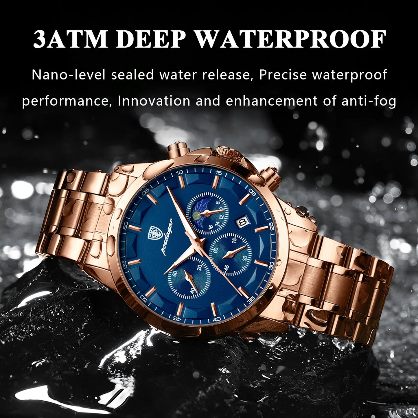 POEDAGAR Luxury Man Wristwatch Military Waterproof Luminous Chronograph Men Watch Stainless Steel Men's Quartz Watches+box Reloj