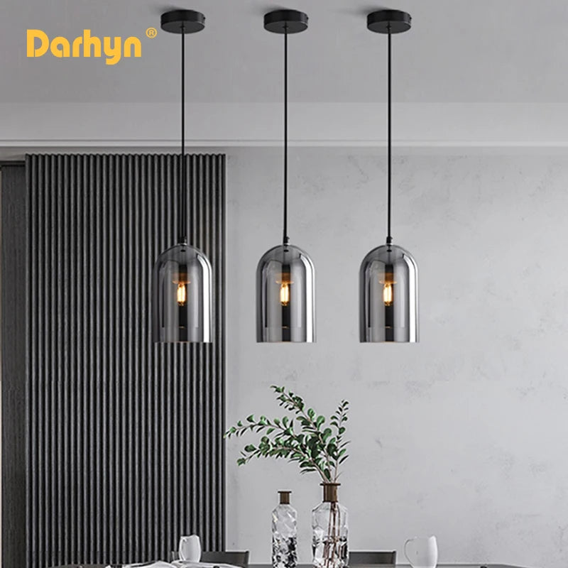 Modern Minimalist Glass Ceiling Light Nordic Texture LED Dinning Room Lamp Corridor Lustre Creative Living Room Lighting E27