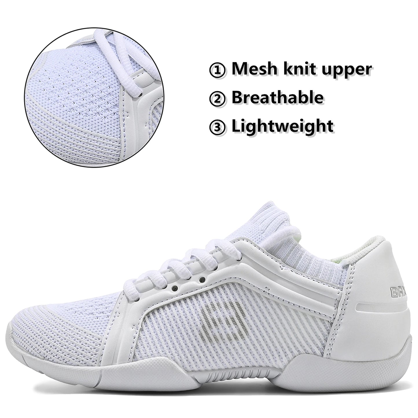 BAXINIER Girls White Competition Cheer Shoes Youth Cheerleading Dance Sneakers Women Athletic Breathable Training Tennis