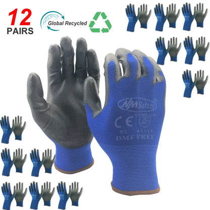 NMSAFETY 12 Pairs Working Protective Glove Men Flexible Nylon or Polyester Safety Work Gloves Professional Safety Supplies