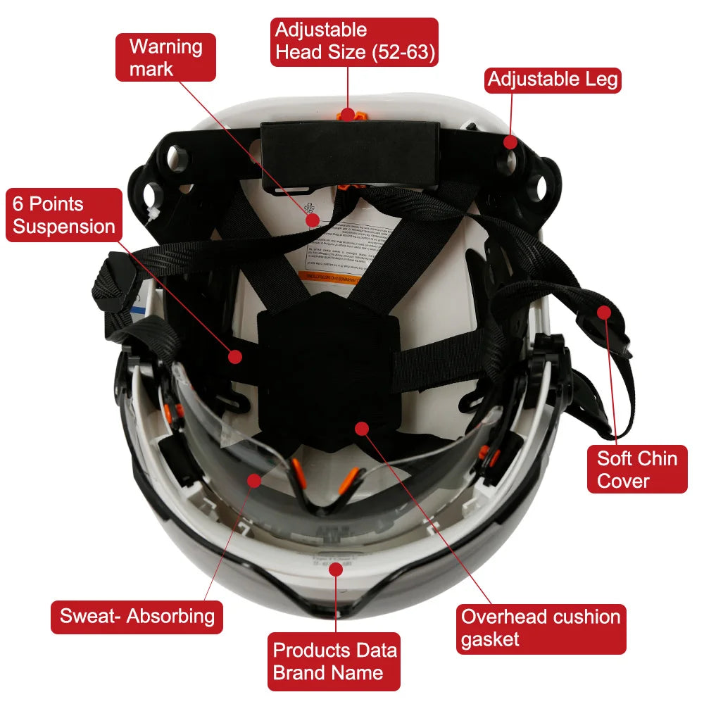 CE Construction Safety Helmet With Visor Built In Goggle Earmuffs For Engineer Hard Hat ANSI Industrial Work Cap Head Protection