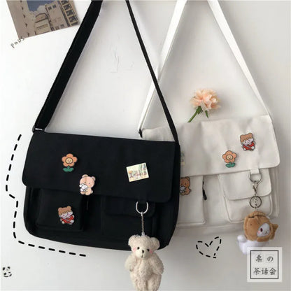 Japanese Harajuku Cute Retro Girl Messenger Shoulder Bag Purse Canvas Student School Female Women