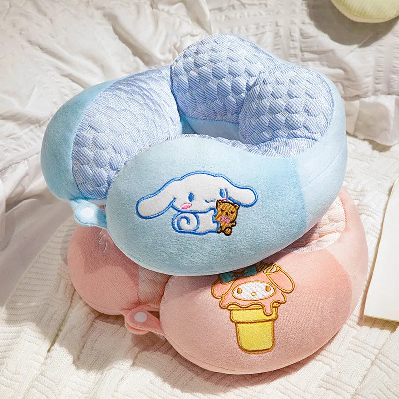 Lovely Kuromi My Melody U-shaped Neck Pillow Kawaii Japanese Style Cinnamoroll Travel Nap Pillow Skin Friendly Thickened Girl