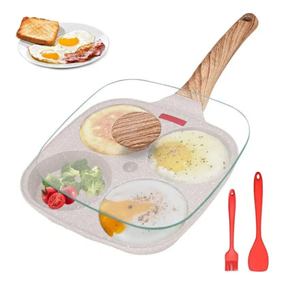 4hole Omelet Pan Frying Pot with Lid Thickened Steak Cooking Pan Bread Breakfast Maker Induction universal Nonstick Egg Pancake