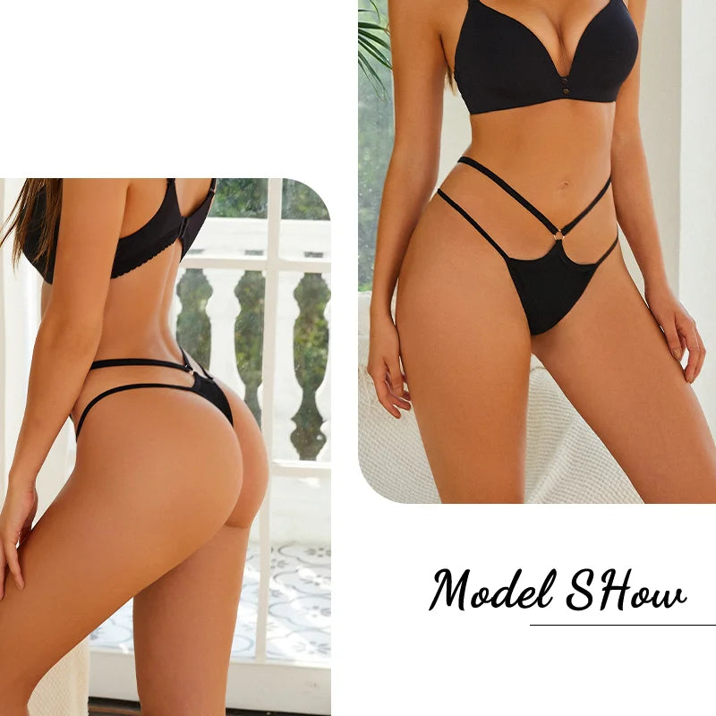 3PCS/Set Women Cotton G-string Thong Low Waist Sexy Secret Underwear Hollow Out Elasticity Panties Thongs Breathable Lingerie