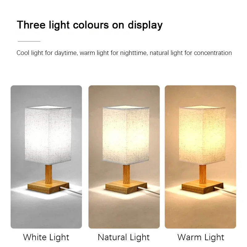 LED Table Lamps Simple Chinese Style Decoration Lamp Dimmable USB Plug Night Light Fabric Lampshade Bedroom Bedside Lighting