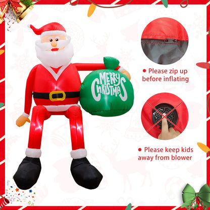 8FT Christmas Inflatables Climbing Santa Outdoor Decorations Christmas Inflatable Decorations with LED for Blow Up Yard Xmas