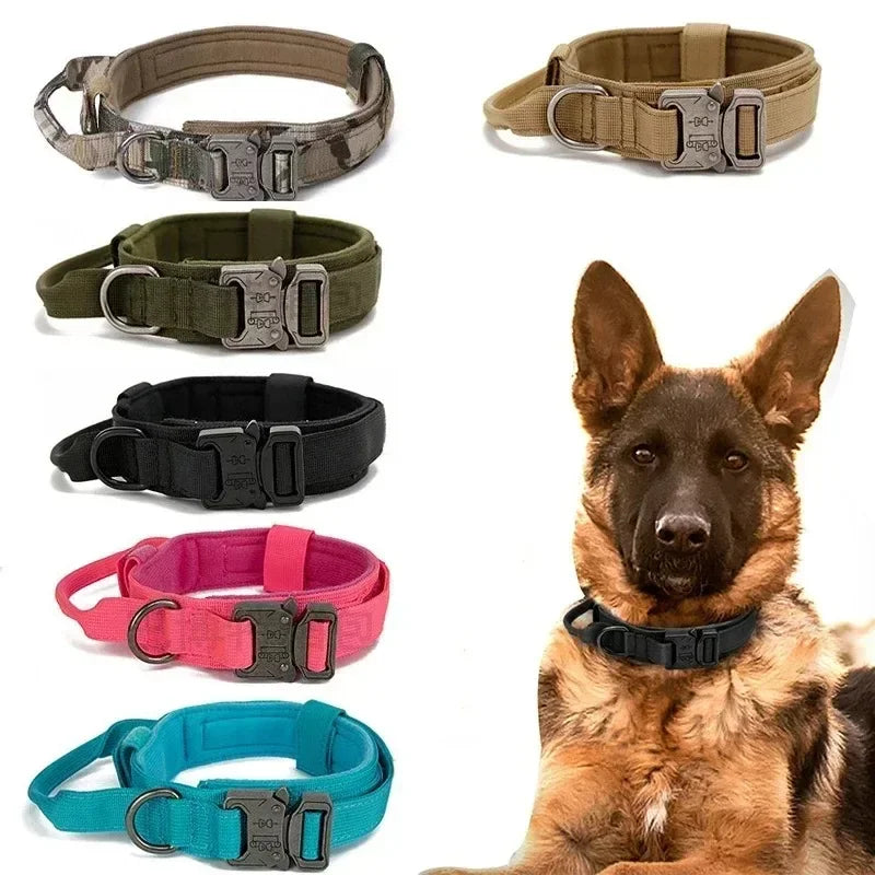 Durable Tactical Dog Collar Leash Set Adjustable Pet Collar Leash Medium Large Dog German Shepherd Training Accessories