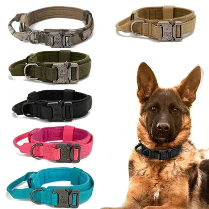 Durable Tactical Dog Collar Leash Set Adjustable Pet Collar Leash Medium Large Dog German Shepherd Training Accessories