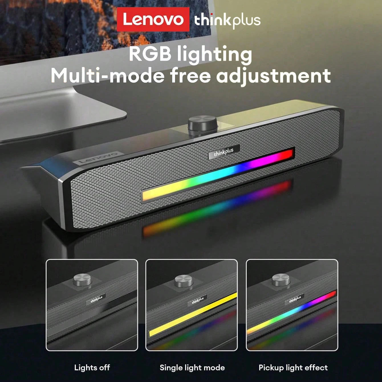 Lenovo Original TS33 Wired and Bluetooth 5.0 Speaker 360 For Desk Computer Subwoofer Home Movie Surround Sound Bar Audio Speaker